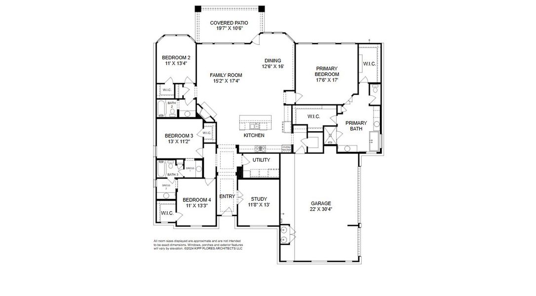 2D floor plan layout for the Mason II by Giddens Homes in Whispering Wind, Bertram, TX (Image 3).