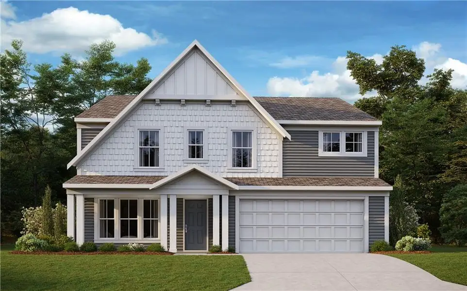 Front exterior of a new home in Cherry Glen, Euharlee, GA, highlighting curb appeal (Image 1). Front exterior of a new home in Cherry Glen, Euharlee, GA, highlighting curb appeal (Image 1).