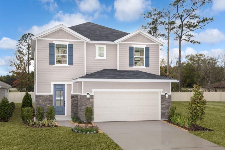 Representative exterior photo of a completed home built from the 2089 by KB Home in Sebastian Oaks, St. Augustine, FL (Image 10). Representative exterior photo of a completed home built from the 2089 by KB Home in Sebastian Oaks, St. Augustine, FL (Image 10).