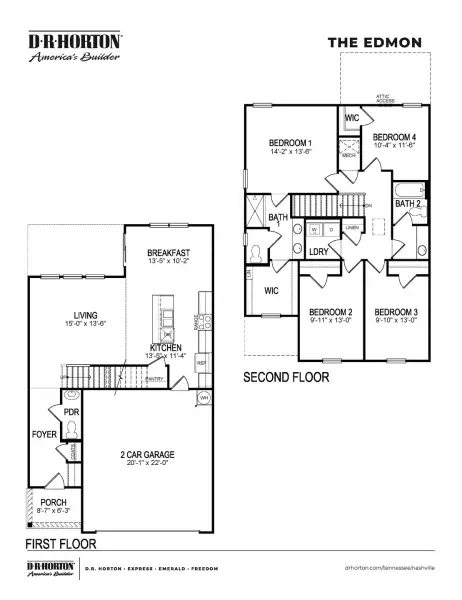 2D floor plan layout of this home in Walnut Ridge, Lebanon, TN (Image 4).