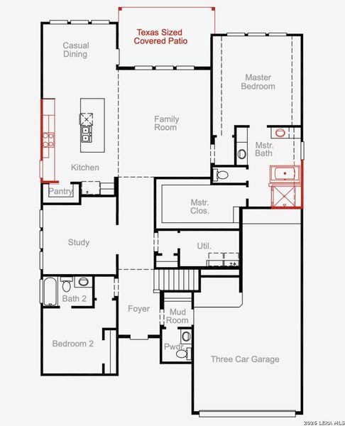2D floor plan layout of this home in Buffalo Crossing, Cibolo, TX (Image 3).