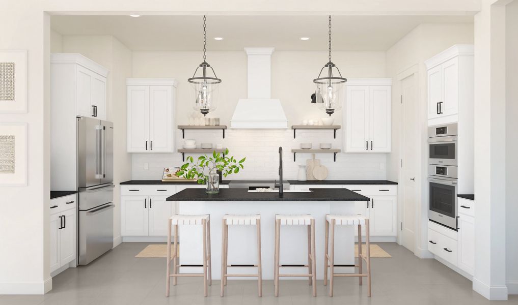 Kitchen with pendant lighting