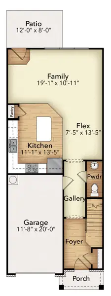 2D floor plan layout for the Savannah by Parkside Builders in The Woods, Gallatin, TN (Image 4).