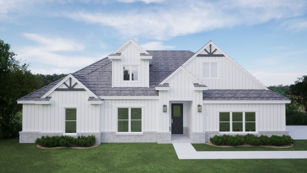 Representative exterior photo of a completed home built from the The Tulip by Kenmark Homes in Zion Valley, Poolville, TX (Image 2).