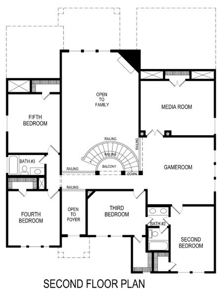 2D floor plan layout for the Maverick 2F (w/Media) by First Texas Homes in Bear Creek, Cedar Hill, TX (Image 6).