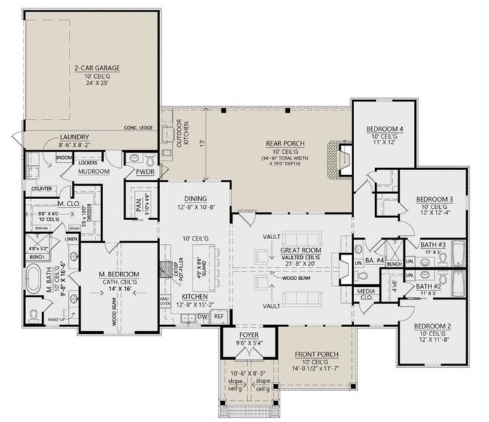 2D floor plan layout for the Rebekah by Zeal Home Builders in Horizon Meadow Estates, Paradise, TX (Image 3). 2D floor plan layout for the Rebekah by Zeal Home Builders in Horizon Meadow Estates, Paradise, TX (Image 3).