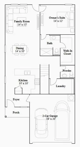 2D floor plan layout of this home in Emberly: Cottage Collection, Beasley, TX (Image 2).