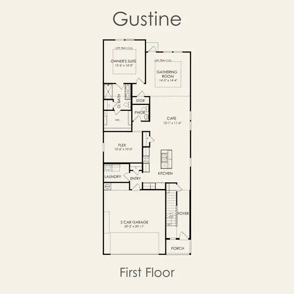 2D floor plan layout for the Gustine by Pulte Homes in Saddleback at Santa Rita Ranch, Liberty Hill, TX (Image 4).