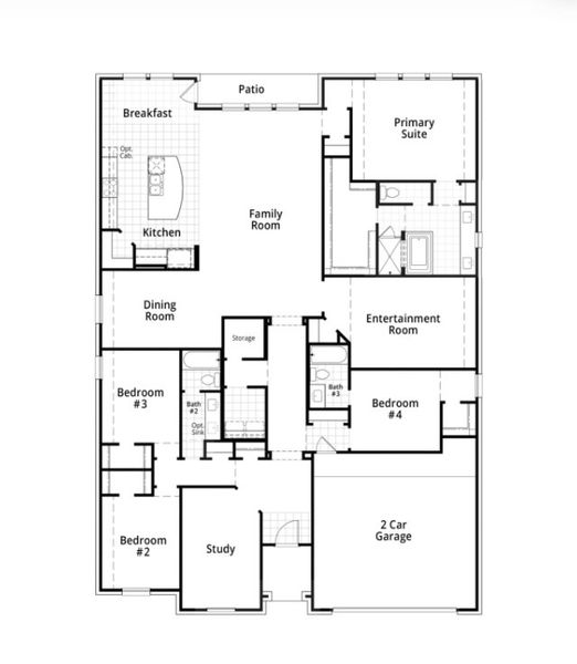 2D floor plan layout for the Chesterfield by Highland Homes in Devonshire, Forney, TX (Image 3).