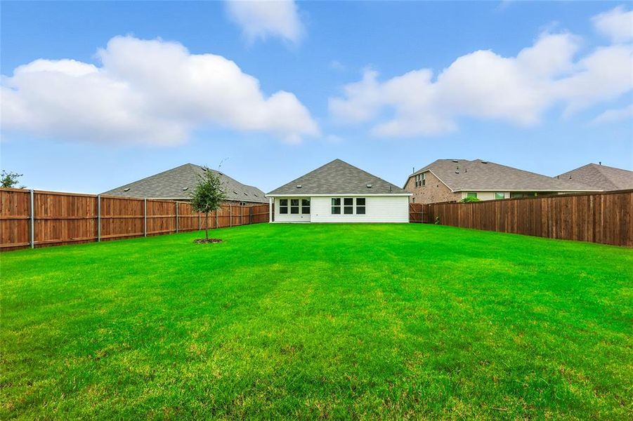 Rear view of property with a fenced backyard Rear view of property with a fenced backyard