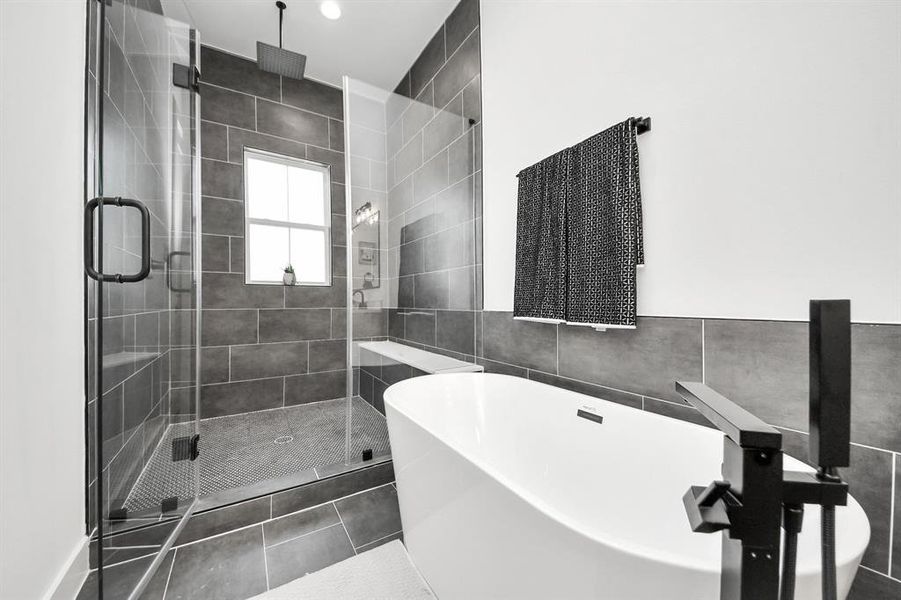 Separate tub and shower