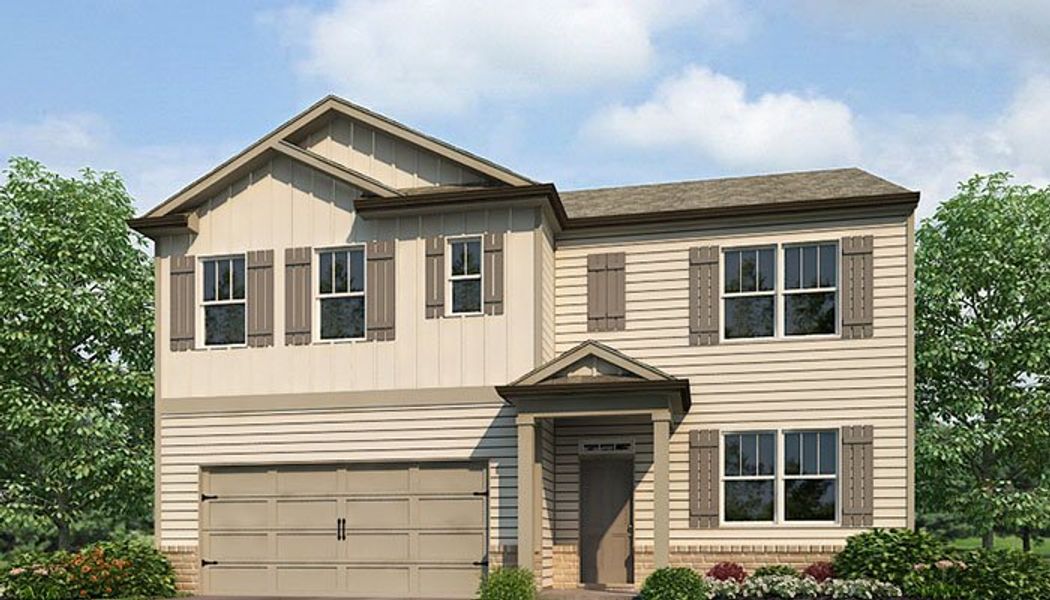 Representative exterior photo of a completed home built from the HAYDEN by D.R. Horton in Oconee Overlook, Gainesville, GA (Image 1). Representative exterior photo of a completed home built from the HAYDEN by D.R. Horton in Oconee Overlook, Gainesville, GA (Image 1).