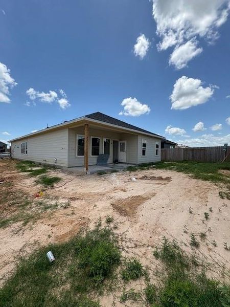Exterior details and patio area of a home in Bluestem, Brookshire (Image 3). Exterior details and patio area of a home in Bluestem, Brookshire (Image 3).