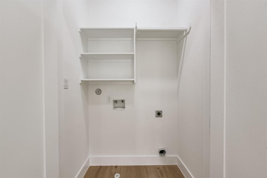 Washer and dryer connections are located on the third floor.