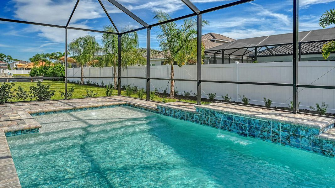 Exterior details and patio area of a home in Windward Real Estate and Homes for Sale in Sarasota, FL - Neal Communities, Lakewood Ranch (Image 25).