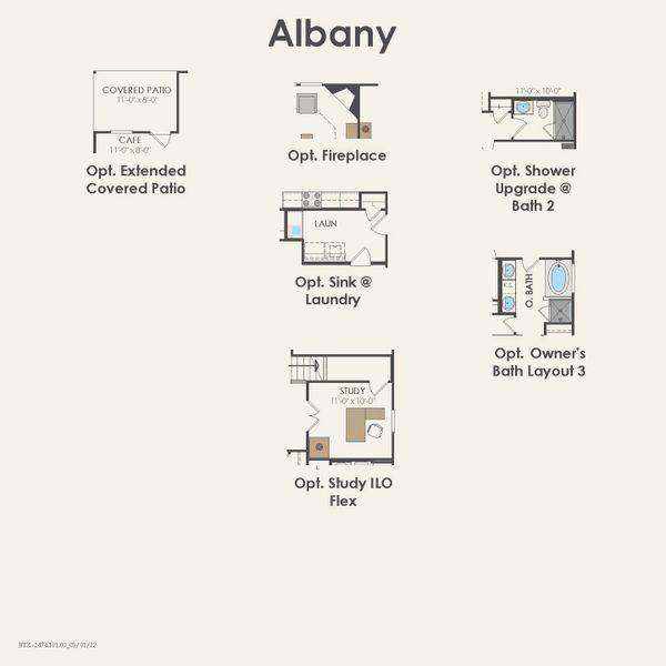 2D floor plan layout for the Albany by Pulte Homes in Parks of Village Creek, Burleson, TX (Image 27).