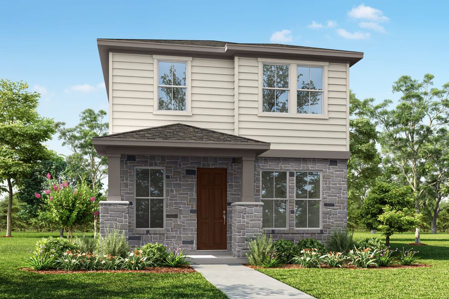 Representative exterior photo of a completed home built from the Scarbrough by Tri Pointe Homes in Paley Park at Easton Park, Austin, TX (Image 2). Representative exterior photo of a completed home built from the Scarbrough by Tri Pointe Homes in Paley Park at Easton Park, Austin, TX (Image 2).