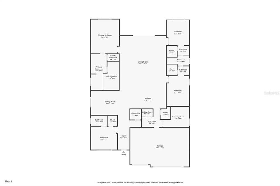 2D floor plan layout of this home in Tamarack at Two Rivers, Zephyrhills, FL (Image 6).