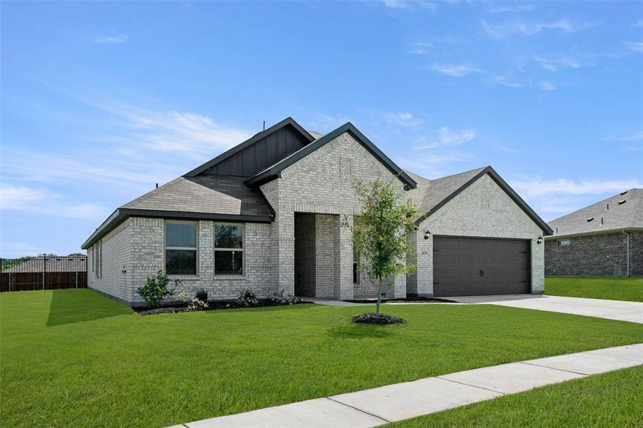 Front exterior of a new home in Mountain Valley, Burleson, TX, highlighting curb appeal (Image 25).