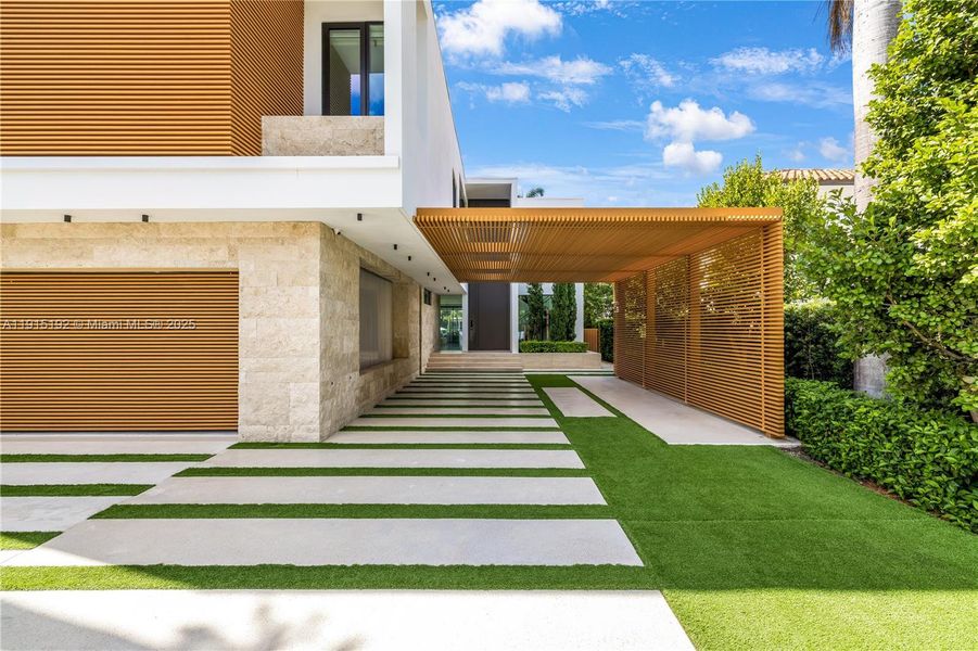 Exterior details and patio area of a home in , Miami Beach (Image 4). Exterior details and patio area of a home in , Miami Beach (Image 4).