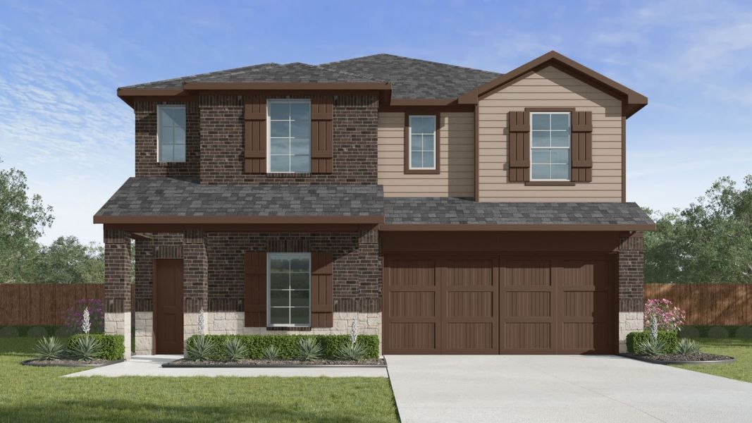 Representative exterior photo of a completed home built from the STERLING by D.R. Horton in Tamarron, Brookshire, TX (Image 2). Representative exterior photo of a completed home built from the STERLING by D.R. Horton in Tamarron, Brookshire, TX (Image 2).