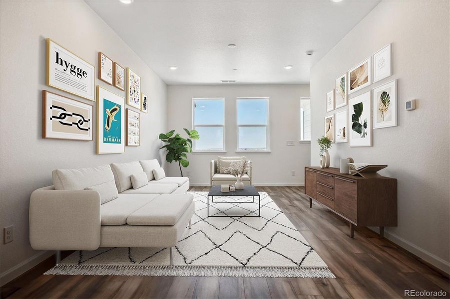 Furnished interior view inside a new home in Atlantic Collection at The Townes at Skyline Ridge, Castle Pines (Image 13).