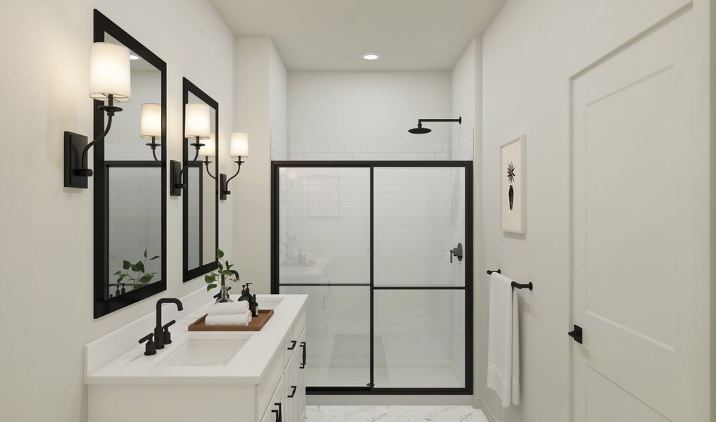 Primary bath with glass shower