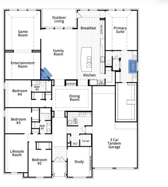 2D floor plan layout for the 274 by Highland Homes in Furst Ranch, Flower Mound, TX (Image 5).