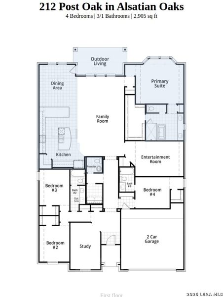 2D floor plan layout of this home in Alsatian Oaks, Castroville, TX (Image 2).