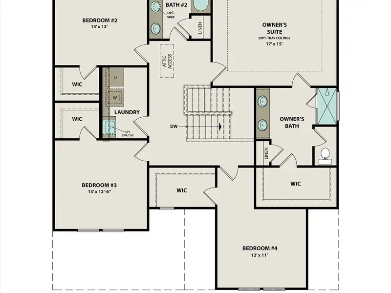 2D floor plan layout of this home in Woods Crossing, Gallatin, TN (Image 4).