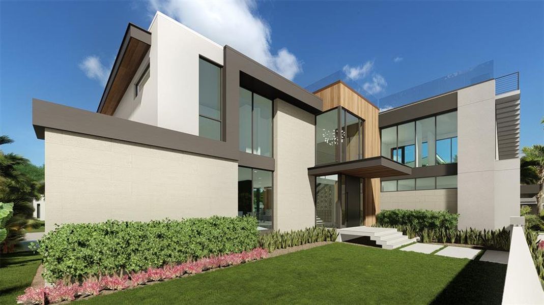 Front exterior of a new home in , Longboat Key, FL, highlighting curb appeal (Image 8).