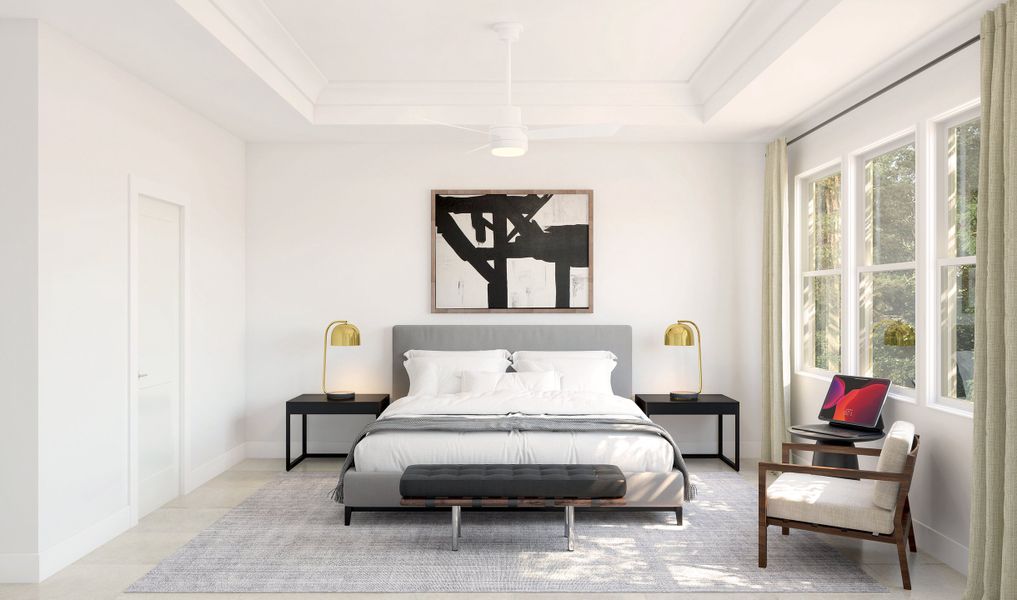 Primary suite with tray ceiling