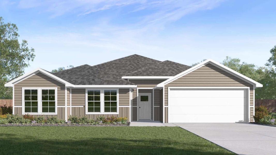 Representative exterior photo of a completed home built from the Eureka by D.R. Horton in Kokomo, Rockport, TX (Image 4). Representative exterior photo of a completed home built from the Eureka by D.R. Horton in Kokomo, Rockport, TX (Image 4).