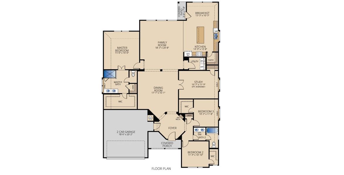 2D floor plan layout for the Fairview I by Pacesetter Homes in Leonard Trails, Anna, TX (Image 18). 2D floor plan layout for the Fairview I by Pacesetter Homes in Leonard Trails, Anna, TX (Image 18).
