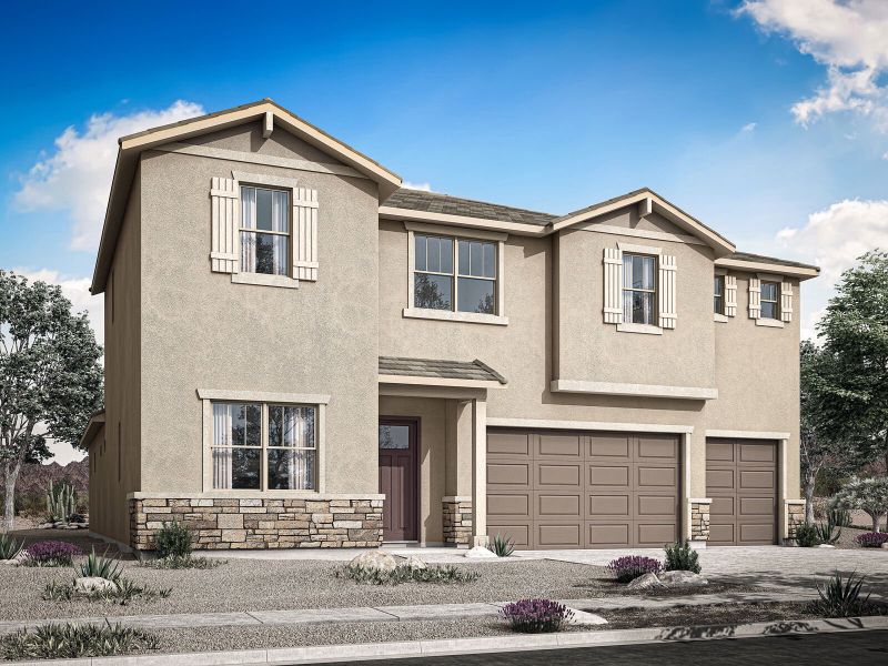 Representative exterior photo of a completed home built from the Rose by Mattamy Homes in Landmarke, Queen Creek, AZ (Image 2). Representative exterior photo of a completed home built from the Rose by Mattamy Homes in Landmarke, Queen Creek, AZ (Image 2).