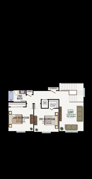 2D floor plan layout for the Catalina by GL Homes in Valencia Harbor (55+), Fort Myers, FL (Image 4).