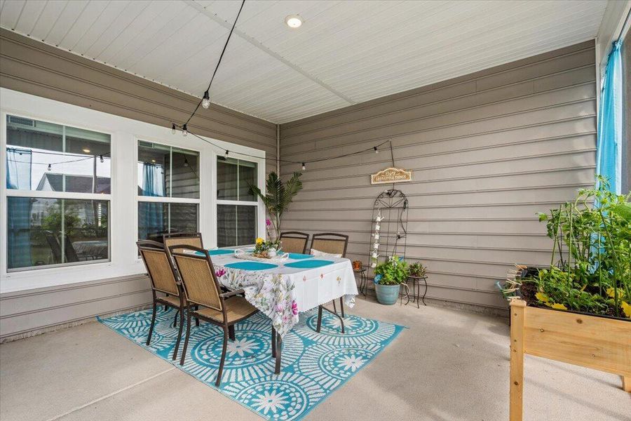 Exterior details and patio area of a home in Horizons at Summers Corner | 55+, Summerville (Image 24).