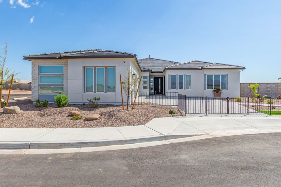 Representative exterior photo of a completed home built from the The Retreat - Oasis by Scott Communities in The Retreat at Rancho Cabrillo, Peoria, AZ (Image 1). Representative exterior photo of a completed home built from the The Retreat - Oasis by Scott Communities in The Retreat at Rancho Cabrillo, Peoria, AZ (Image 1).