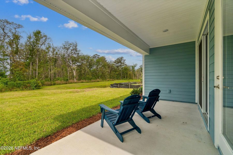 Exterior details and patio area of a home in Tributary 50', Yulee (Image 3). Exterior details and patio area of a home in Tributary 50', Yulee (Image 3).