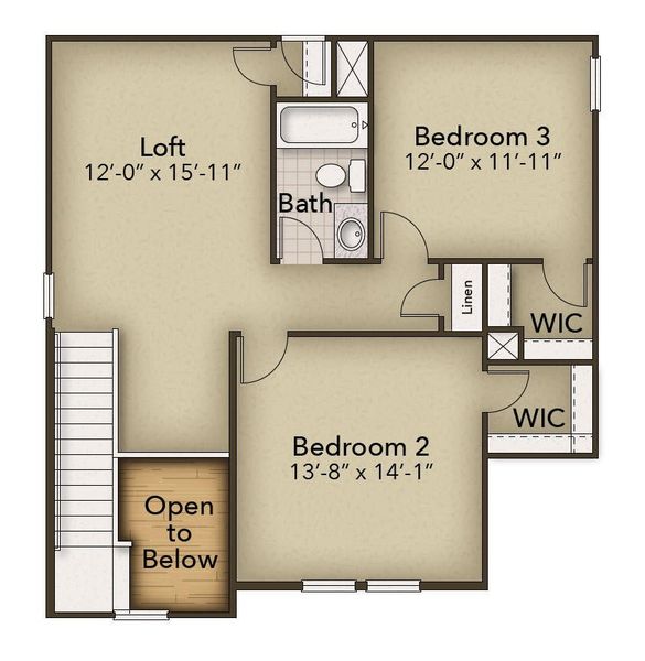 2D floor plan layout for the The Hibiscus by Chesapeake Homes in Traditions at Carolina Forest, Myrtle Beach, SC (Image 4).
