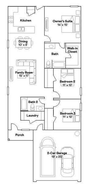 2D floor plan layout of this home in Meadow Park, Conroe, TX (Image 3).