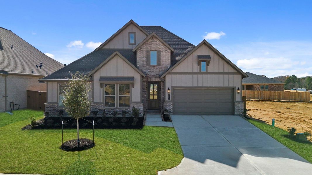 Front exterior of a new home in Chambers Creek, Willis, TX, highlighting curb appeal (Image 20).