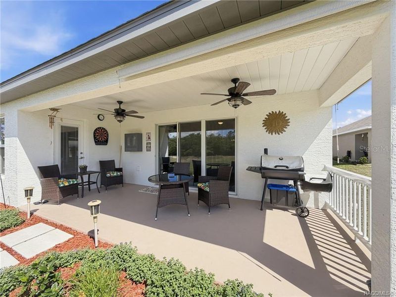 Exterior details and patio area of a home in The Fairways At Twisted Oaks, Beverly Hills (Image 30).
