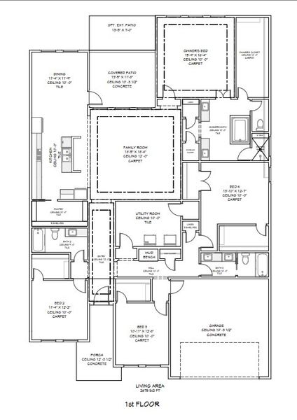 2D floor plan layout for the The McKenzie by Caledonia Builders in Blackhawk, Pflugerville, TX (Image 4).