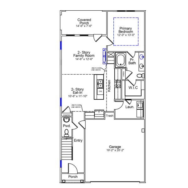 2D floor plan layout of this home in Ovation at Sweetbrier, Durham, NC (Image 2).