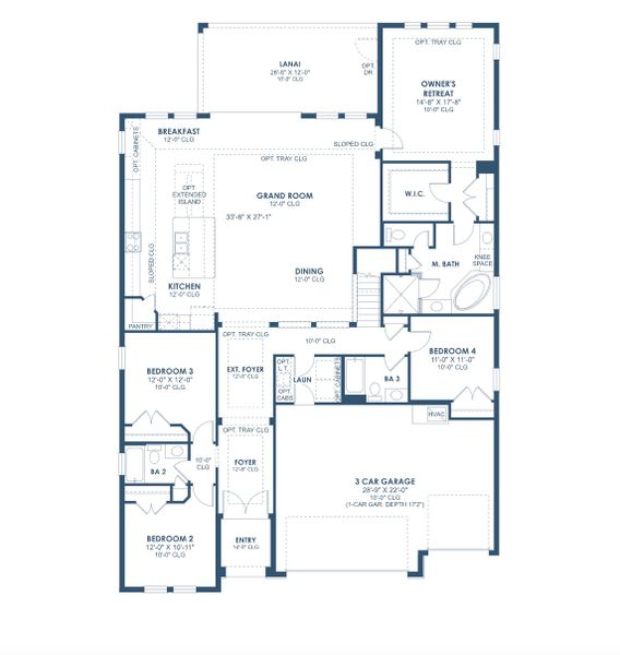 2D floor plan layout for the Biscayne II by Homes by WestBay in Crestwood Estates, Valrico, FL (Image 2).