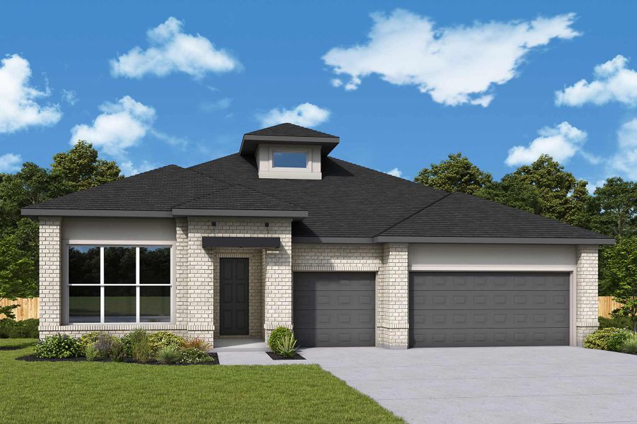 Representative exterior photo of a completed home built from the The Ingram by David Weekley Homes in Prairieland Village - Summit Collection, Cypress, TX (Image 2).