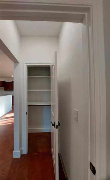 View of a 2nd Closet that is located between the Entrance of the Master Bedroom and the Living Area. The 1st Closet is located at the entrance of the home on the opposite side of the living area.