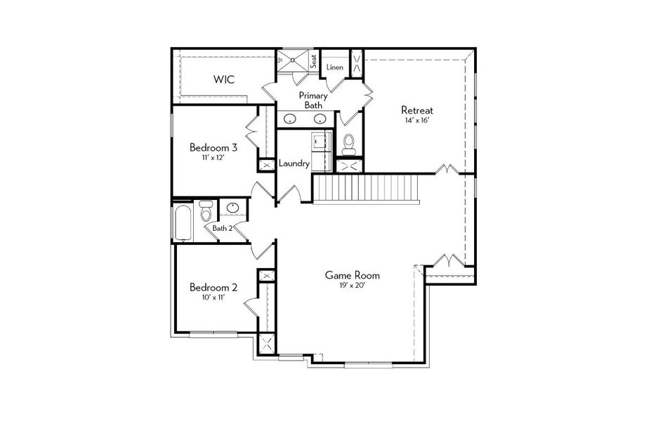 2D floor plan layout for the Pecan by Autograph Homes in Aldeana - Paintbrush Collection, Bonney, TX (Image 4). 2D floor plan layout for the Pecan by Autograph Homes in Aldeana - Paintbrush Collection, Bonney, TX (Image 4).