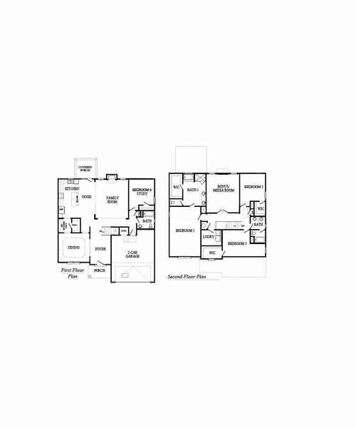 2D floor plan layout for the LYNNBROOK by D.R. Horton in Thalley Creek Estates, Cumming, GA (Image 3).
